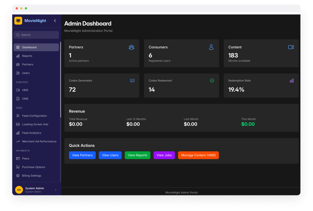 MovieNight dashboard
